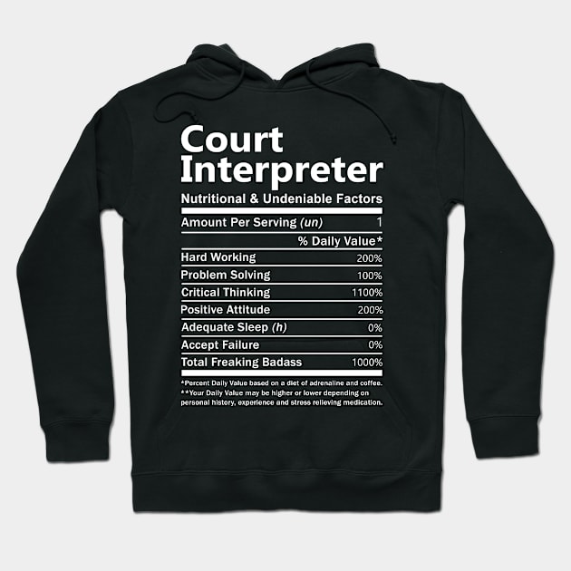 Court Interpreter T Shirt - Nutritional and Undeniable Factors Gift Item Tee Hoodie by Ryalgi